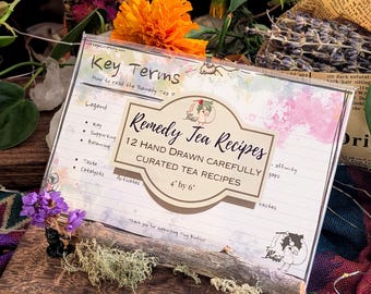 Watercolor Remedy Tea Recipe Cards: Green Witch Apothecary (Printed)