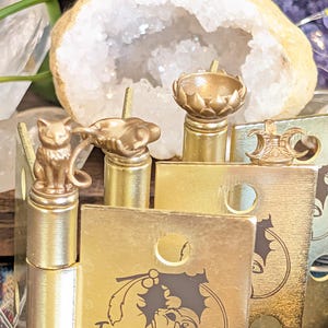 Witch Divination Hinge Head Bundle | Crystal Ball Holder Salt Bowl Cat Familiar Trinket Hands | 4 Per Set | Cottagecore Pagan Home Decor default-bundle