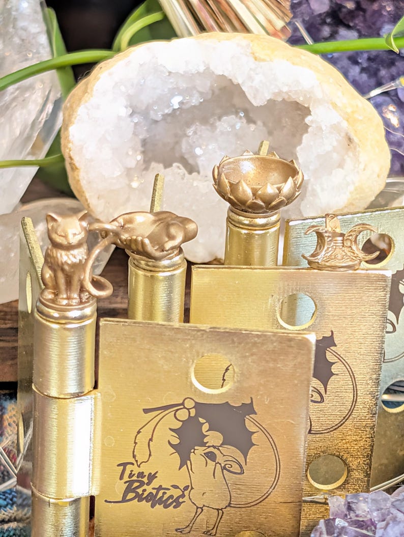 Witch Divination Hinge Head Bundle | Crystal Ball Holder Salt Bowl Cat Familiar Trinket Hands | 4 Per Set | Cottagecore Pagan Home Decor default-bundle