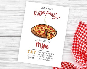 Fun Pizza Party Digital Invitation Template, Birthday Party Theme, Kids Party Invite
