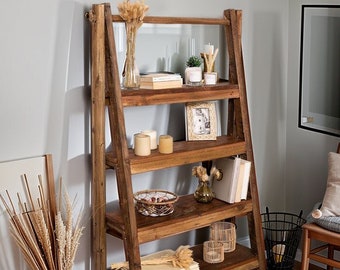 Bathroom Ladder Shelves Storage, Add Farmhouse Flair to Your Bathroom with Handmade Wooden Shelving, Bathroom Shelves Storage, Gift for Her