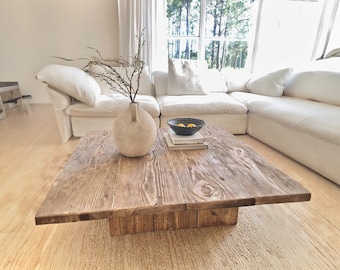 Flat Foot Handcrafted Farmhouse Coffee Table with Reclaimed Wood, Modern Rustic Wooden Coffee Table for Your Living Room, Gift for Women/Her