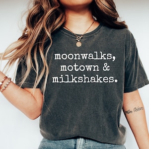 Camiseta de baile Moonwalk, camiseta de música Motown, camiseta para amantes de los batidos, Moonwalks, camiseta de música, regalo para bailarines, regalo para fanáticos de la música retro, camiseta de postres