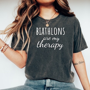 Biathlon tshirt, Biathlon runner tee, Biathlon shirt, Biathlon top, Biathlon runner gift, Biathlons are my Therapy
