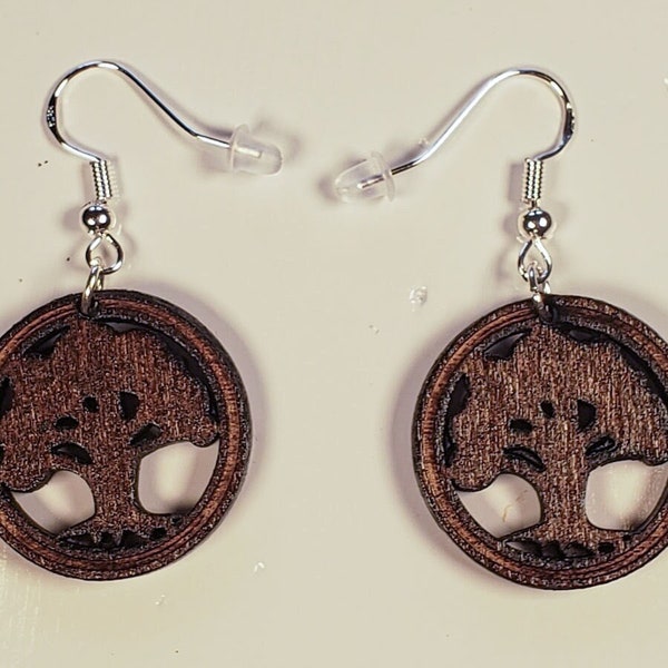 MTG mana earrings - Basswood magic the gathering themed earrings