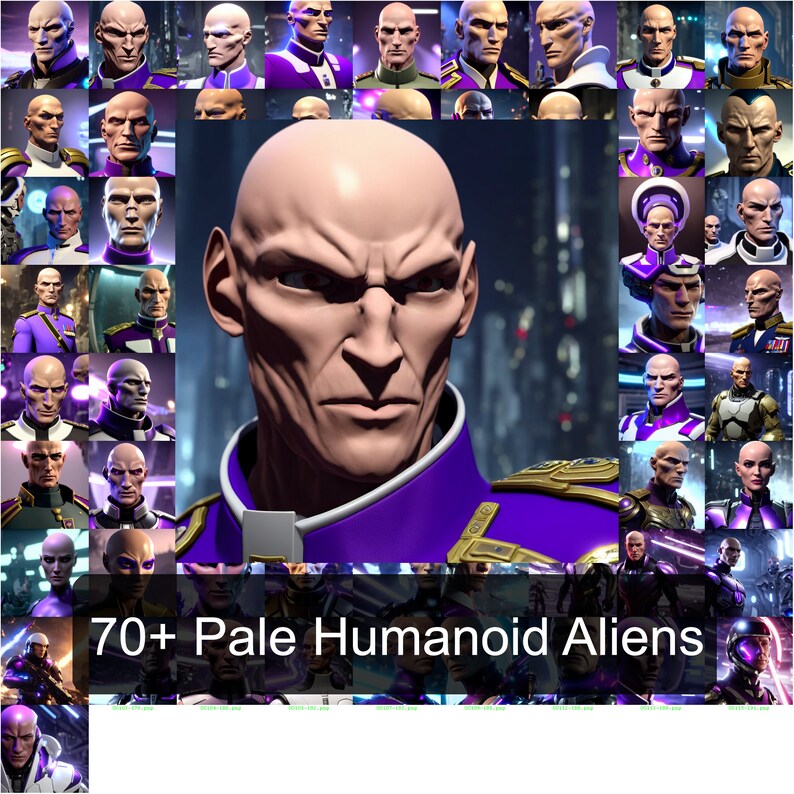 Sci-Fi NPC Portrait Pack 1024x1024 futuristic human and alien portraits for use in game dev, tabletop gaming, and other creative endeavors image 3