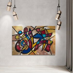 Pintura del creador/AL-Khaliq/Abstracto/Moderno/Caligrafía árabe colorida/Arte de pared/Regalo de Eid/Impresión de lienzo estirado/99 nombres de Alá