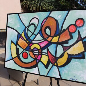 Caligrafía de Youssef Impresión de alta calidad Árabe colorido moderno - Producción limitada Lienzo estirado y enmarcado del artista marroquí