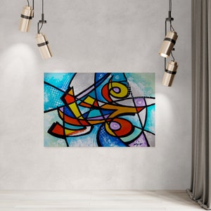 Mohamed Calligraphy High Quality Print Modern Colorful Arabic - Limited Production Stretched, Unframed Canvas from Moroccan Artist Bosouf