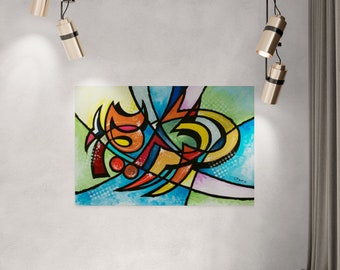 Kareem Calligraphy High Quality Print Modern Colorful Arabic- Limited Production Stretched, Unframed Canvas from Moroccan Artist Bosouf