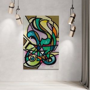 La pintura todomisericordiosa/Ar-Rahman/Abstracto/Moderno/Caligrafía árabe colorida/Arte de pared/Regalo de Eid/Impresión en papel enrollado/99 nombres de Alá