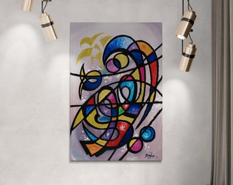 The All Powerful Painting|AL-QAWIY|Abstract| Modern|Colorful Arabic Calligraphy|Wall Art|Eid Gift|Paper Rolled Print| 99 Names of Allah