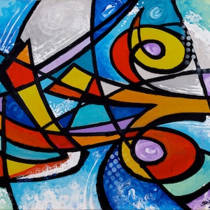 Mohamed Painting Modern Colorful Arabic Calligraphy- Limited Production High Quality Paper Print from Moroccan Artist Bosouf