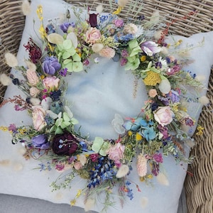Dried flower wreath &quot;Wiesengeflüster&quot; Door wreath Table wreath Wall wreath Exclusive wreath Funeral wreath Urn wreath
