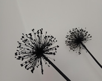 Flores secas de Allium, negras, modernas, de 90 a 120 cm de largo, XXL