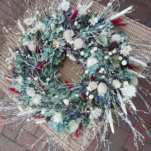 Dried flower wreath &quot;NaturallyBeautiful&quot; Wall wreath Table wreath Hydrangea wreath blue Door wreath SALE