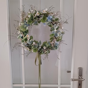 Dry flower wreath, door wreath, wall wreath, &quot;sky blue dream&quot; hydrangea wreath