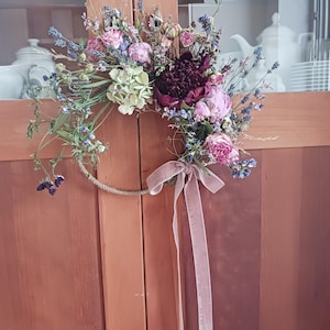 Dried flower wreath &quot;Rose&#39;sCottage&quot; door wreath wall wreath with velvet bow Homedeco lavender wreath
