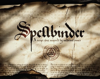 Spellbinder - Ett medeltida handskrivet typsnitt för D&D, medeltidsskrift med bonusruntypsnitt