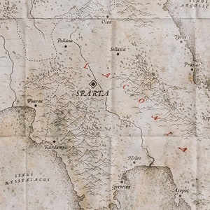 Map of Greece created in an old style, using the wayfinder font for place names and labels