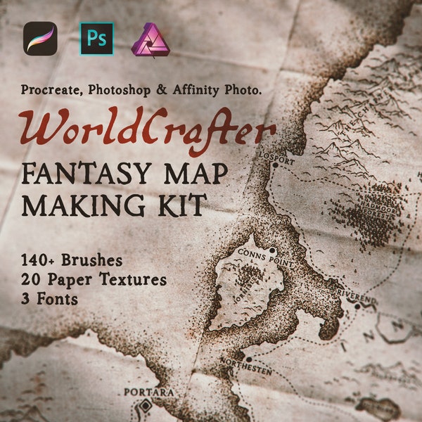 Kit de création de cartes Wordcrafter D&D pour Photoshop, Procreate et Affinity Photo