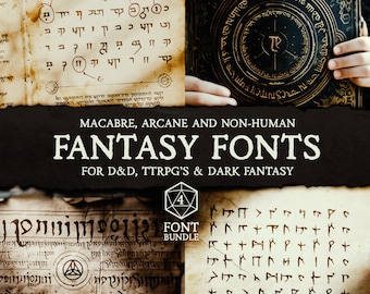 Dark Fantasy Font Bundle for Dungeons and Dragons Non-human Font Elven Themed Fonts Warlock Style Magic Fonts for Dungeon Masters Resources