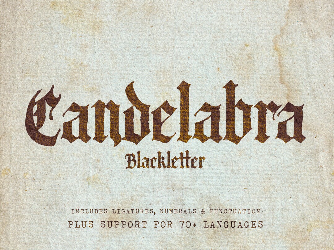 Candelabra Gothic Blackletter Medieval Font Etsy