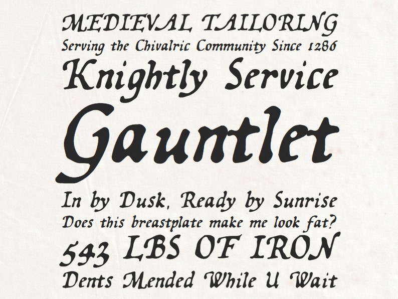 8 lines of black text, showing the Wayfinder font at various sizes