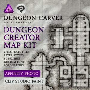 Dungeon Map Kit voor affiniteit en CSP | Dungeon Carver D&D-toolkit voor het maken van kaarten