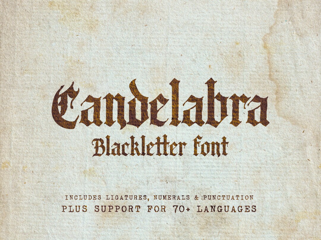 Candelabra Gothic Blackletter Medieval Font Etsy