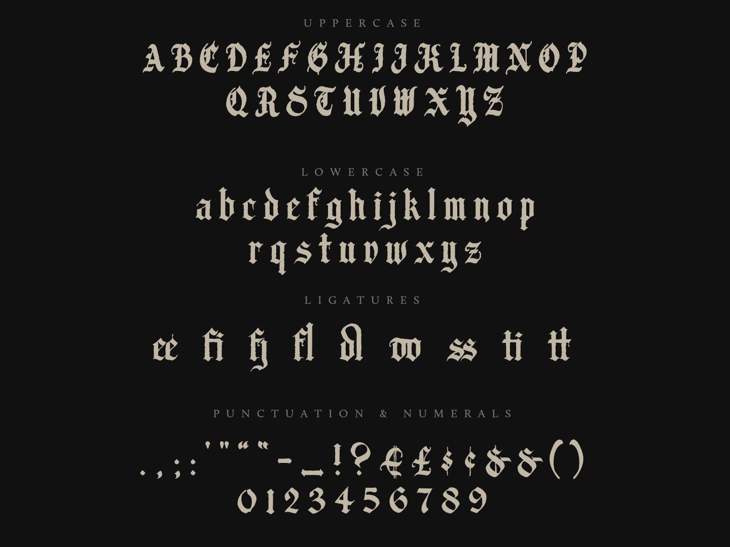 Candelabra Gothic Blackletter Medieval Font Etsy