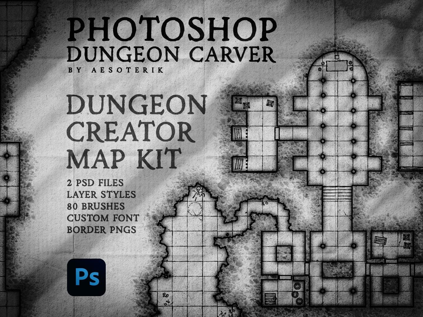 Photoshop Dungeon Map Brush Kit: Fantasy RPG Mapmaking (digital ...