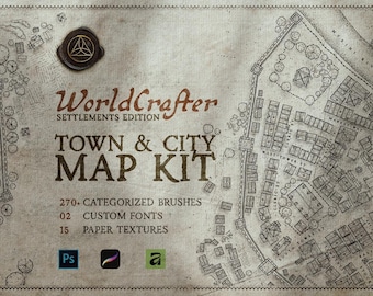 D&D Town and City Fantasy Map Kit for Photoshop and Procreate.
