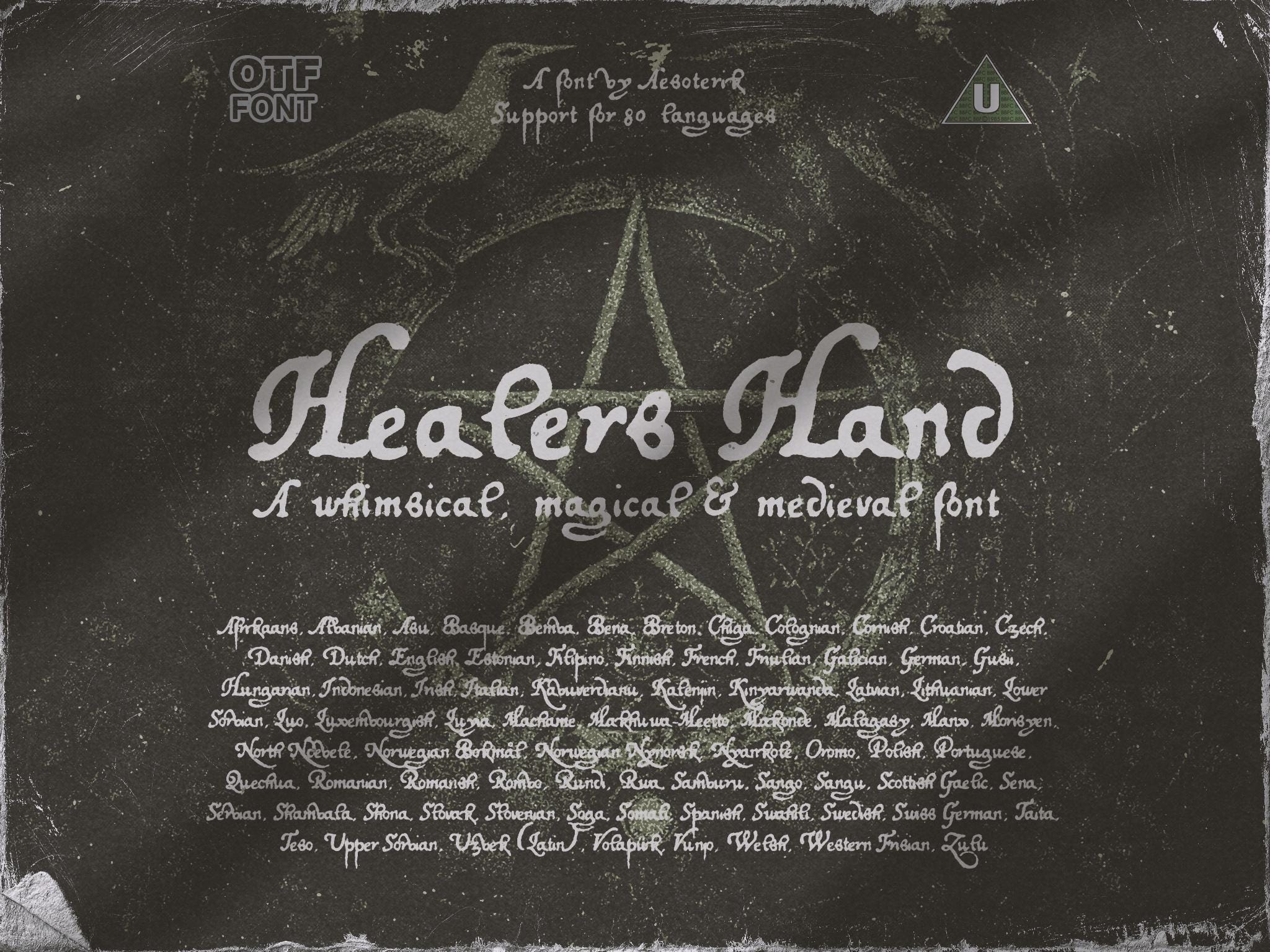 Healers Hand; A Magical Vintage Handwritten Font, Fantasy Typeface for ...