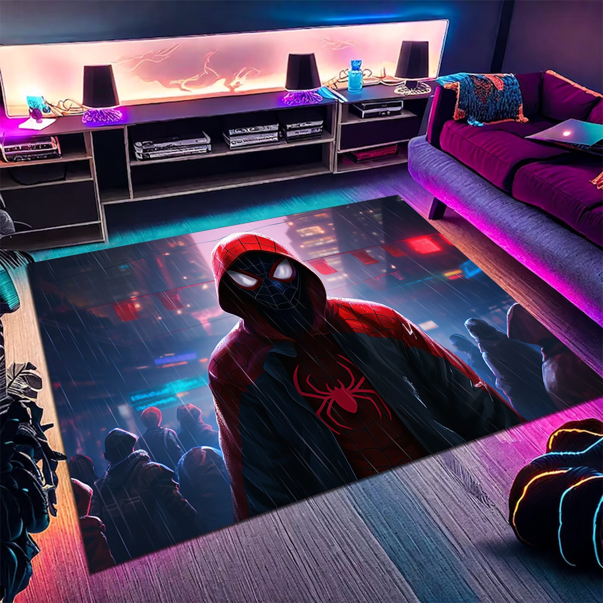 Spiderman Rug, Spider-man Themed Carpet, Miles Morales, Gift for Him ...