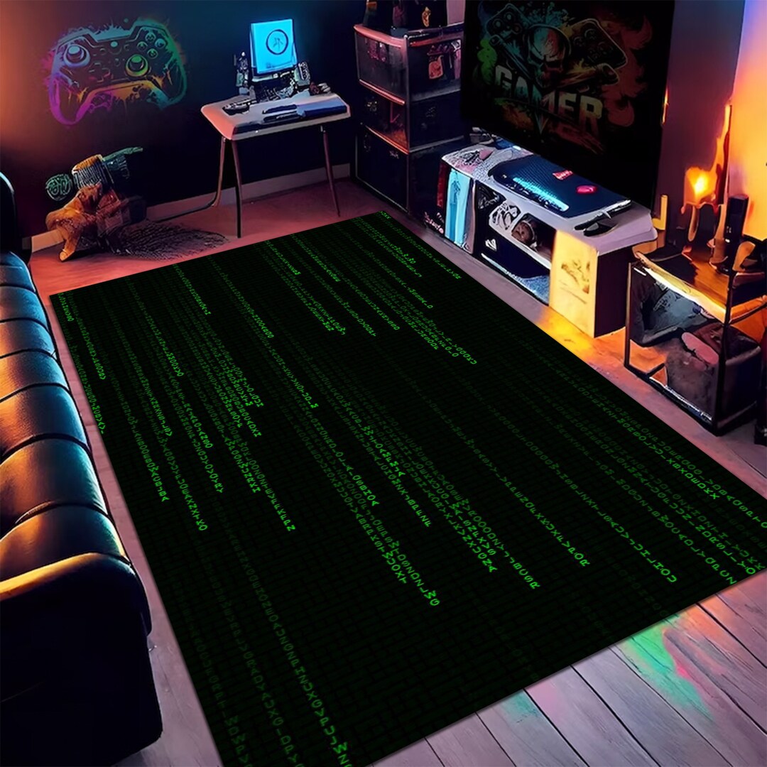 Html Coded Rug Hacker Rug, Code Rug, Code Pattern, Green Rug, Machine Washable Non ...