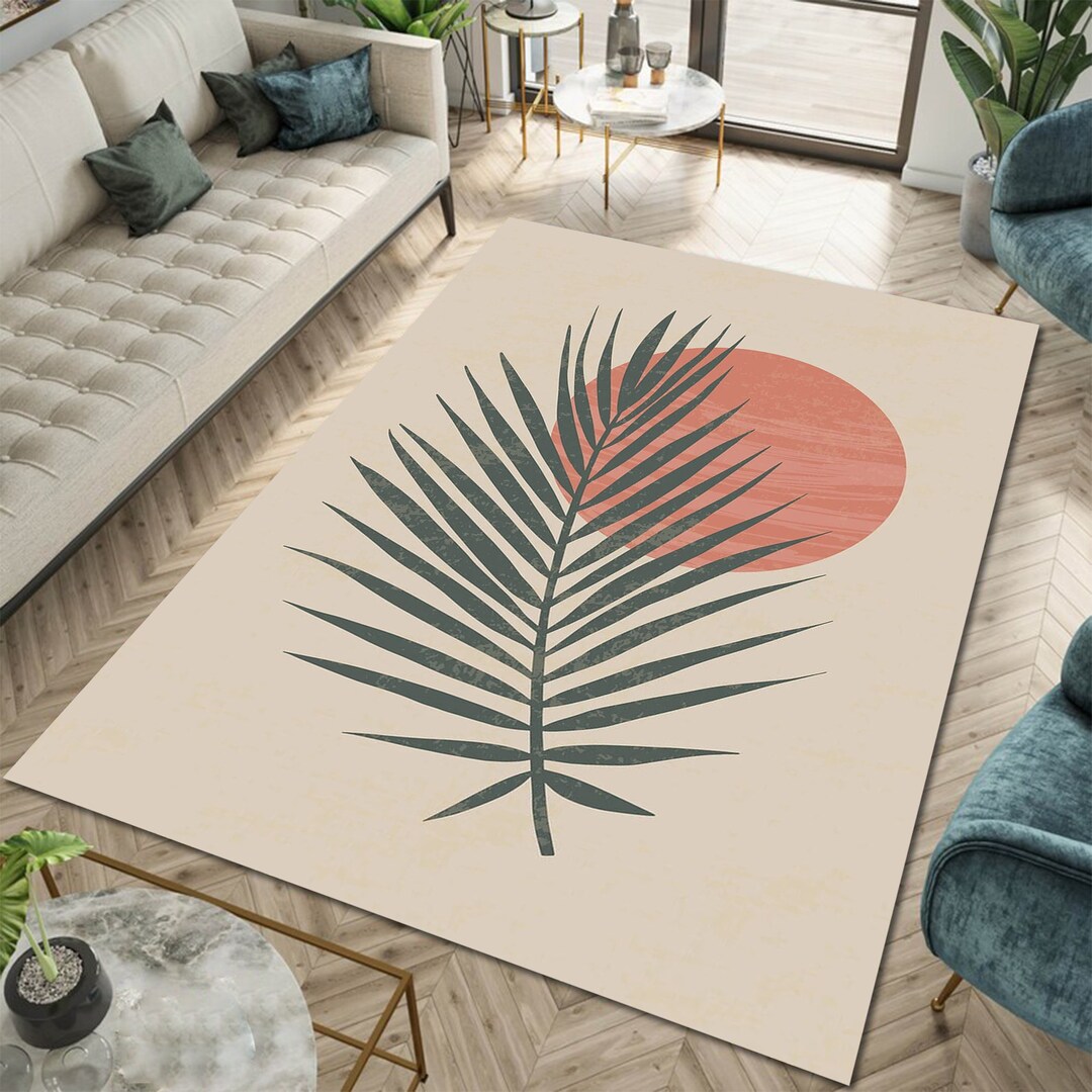 Plant Rug Botanical Rug, Boho Rug, Plant Art Rug, Art Rug, Machine Washable Non ...