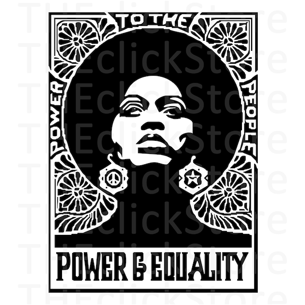 Angela Davis Power and Equality SVG, PNG, DXF, Eps, Jpg - Instant download - Scalable at any size with no quality lost - 300 ppi