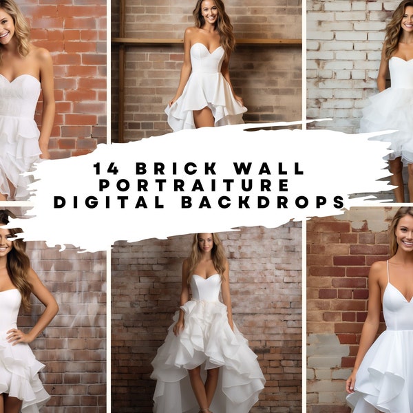 14 Brick Wall Digital Backgrounds for Dance, Bridal, Wedding, Maternity, Fine Art, Portrait Photography Overlays