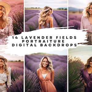 14 Lavender Fields Blurred Background for Dance, Bridal, Wedding, Maternity, Fine Art, Portrait Photography Overlays, Digital Downloads