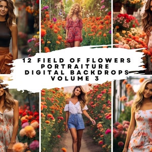 12 arrière-plans numériques Field of Flowers Volume 3 pour la danse, la mariée, le mariage, la maternité, les beaux-arts, les superpositions de photographie de portrait
