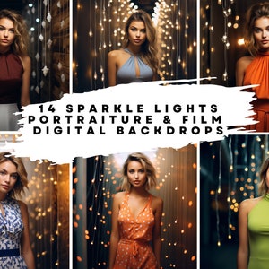 14 fondos digitales de retratos de luces borrosas brillantes para danza, novia, boda, maternidad, bellas artes, superposiciones de fotografía de retratos