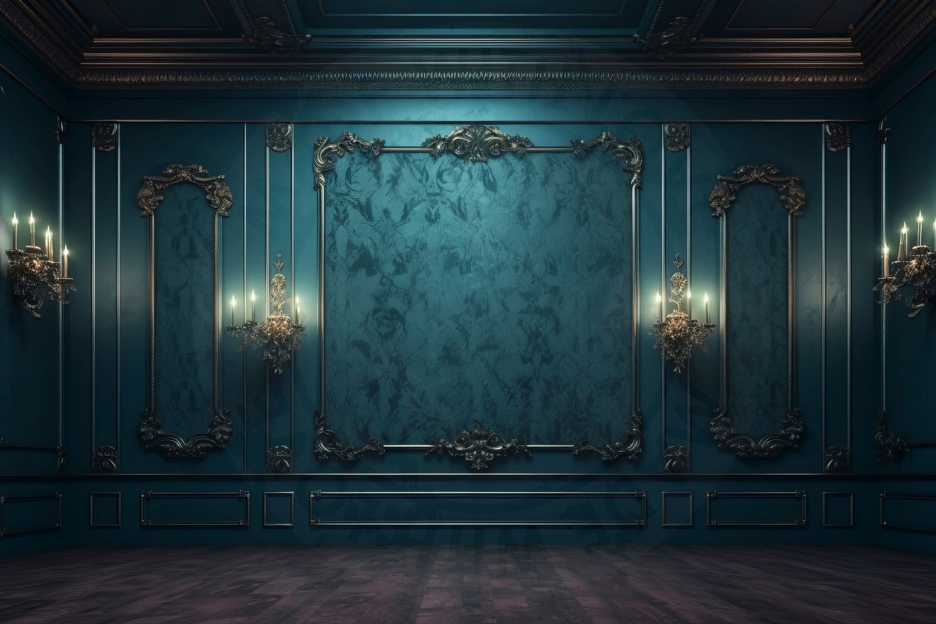 12 Digital Backdrops of Mansion Wall Interiors color Teal for Wedding ...