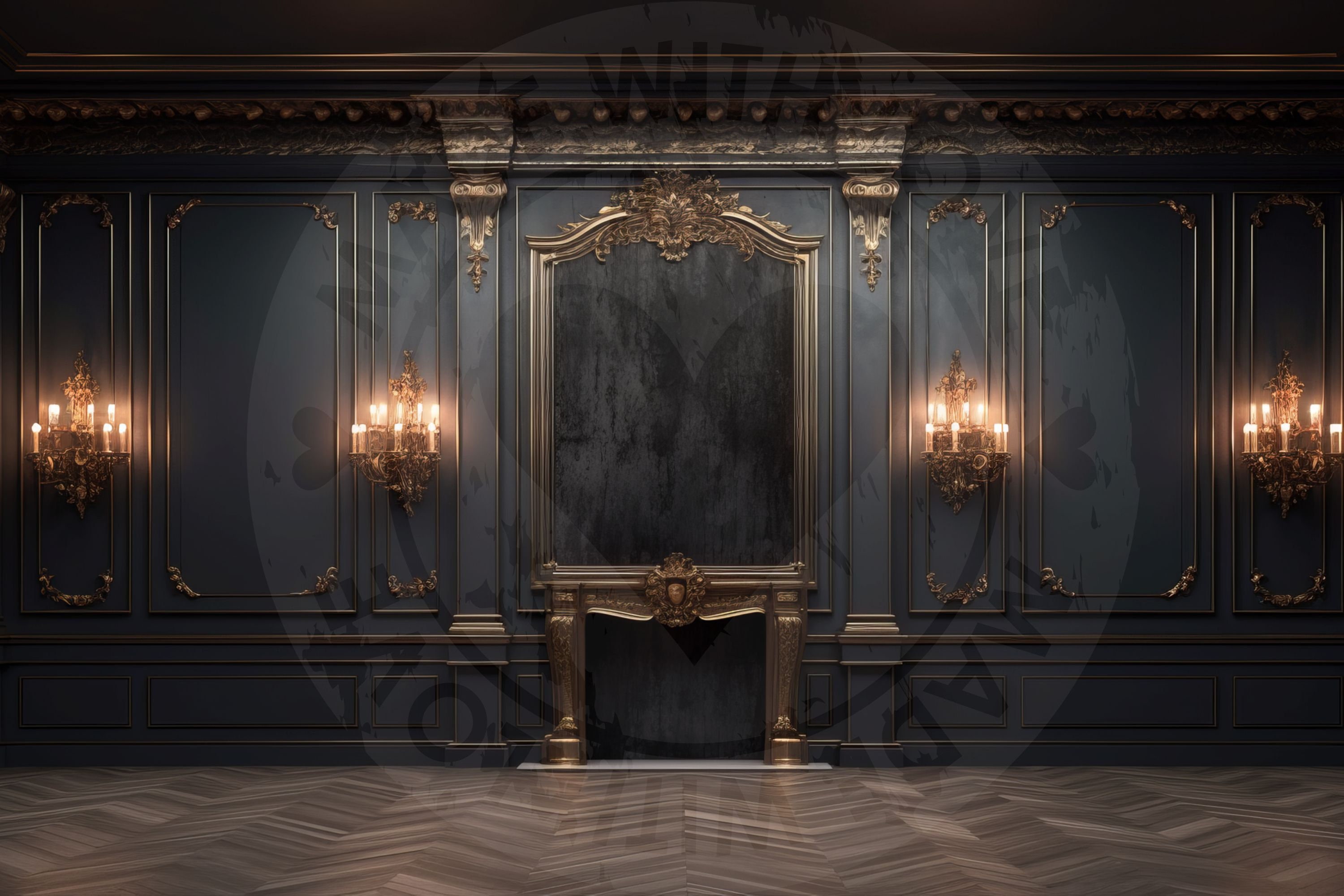 12 Digital Backdrops of Mansion Wall Interiors (color Black) for ...
