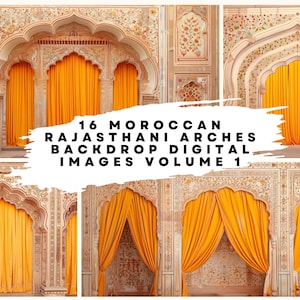 16 Moroccan Rajasthani Arches Vol1 Backdrop Digital Images at 300dpi (8565 x 4800) for Wedding, Bridal, Indian Wedd Backdrop, Jaipur, Mughal