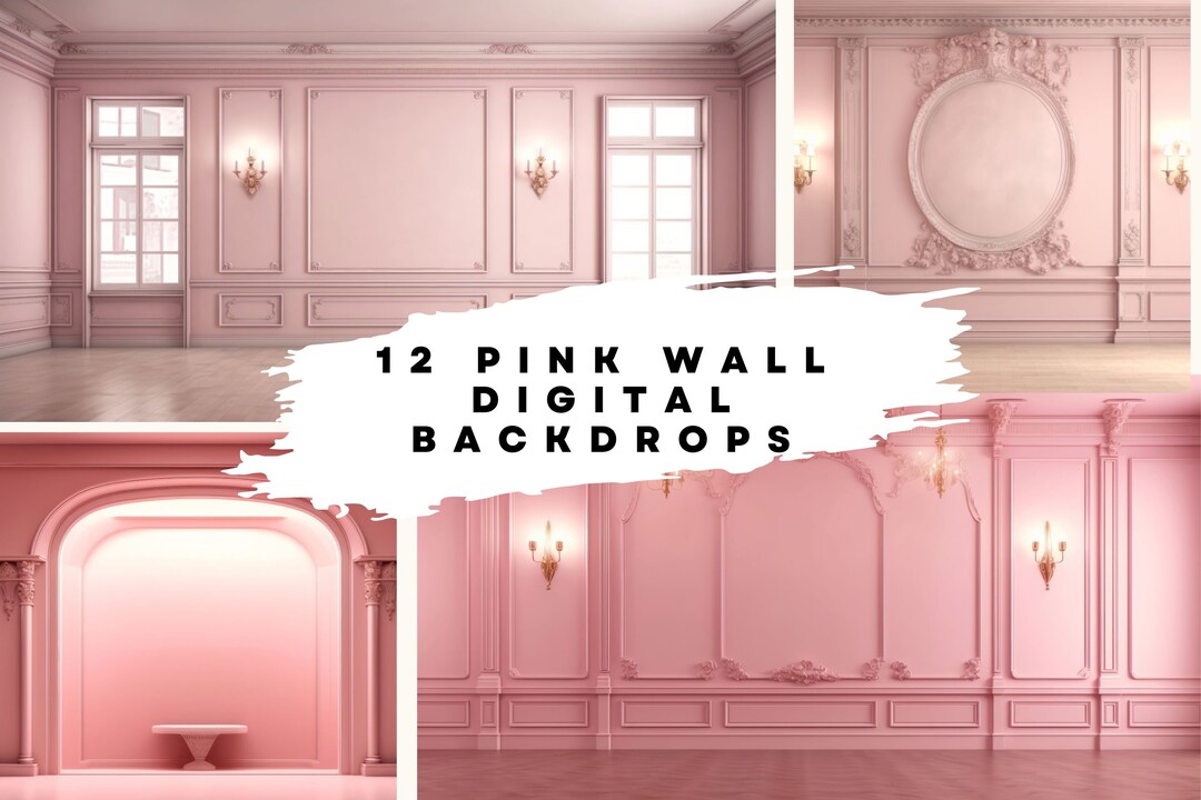 12 Digital Backdrops of Mansion Wall Interiors (color Pink) for Wedding ...