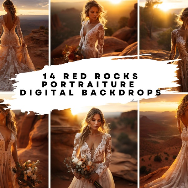14 Red Rocks Portraiture Digital Backgrounds for Dance, Bridal, Wedding, Maternity, Fine Art, Portrait Photography Overlays