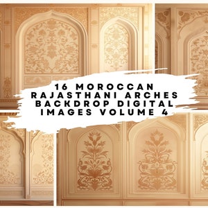16 Moroccan Rajasthani Arches Backdrop Digital Images Vol4 - 300DPI (8565 x 4800) for Wedding, Bridal, Family Portrait Wallpaper Backgrounds