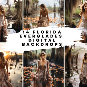 14 Florida Everglades Blurred Backgrounds for Bridal, Wedding, Maternity, Fine Art, Portrait Photography Overlays, Digital Download