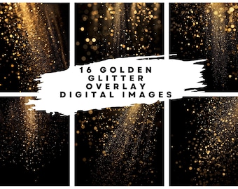 16 Digital Golden Glitter Overlay Images at 300DPI (size: 6144 x 6144) for Dance, Sports, Film, Wedding, Fine Art, Photography Digital Art